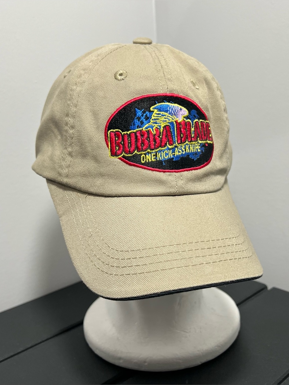 Vintage Port Authority Bubba Blade One Knife Beige Red Hat Adult OSFM